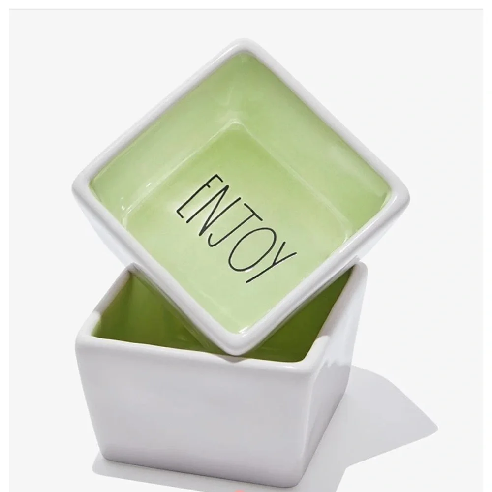 Rae Dunn‎ Ceramic Savor and Enjoy Square Bowl Set